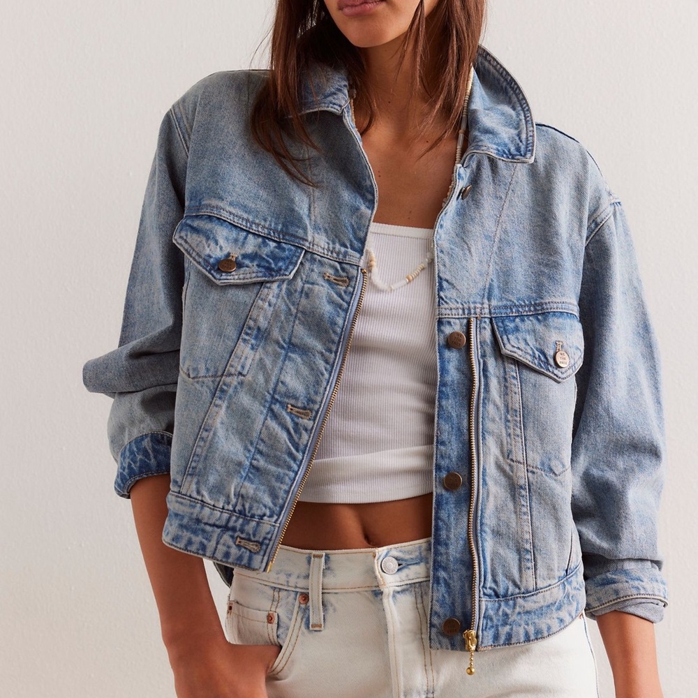 Unique Free People Blue Denim Jacket